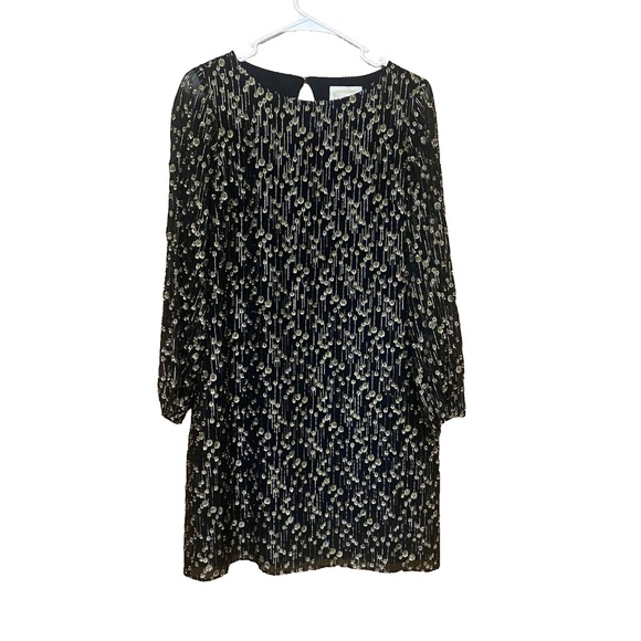 Sail To Sable Clifton Black Dress Size 4 Long Sleeve Metallic Gold Dot NWT $198 - Picture 16 of 16